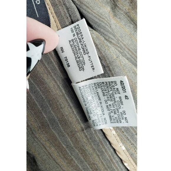 Max Mara Weekend Blazer 8 Striped Y2K Stretch Cotton Brown 3 Button Career - Picture 5 of 12